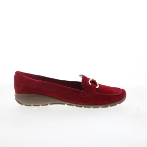 Easy Spirit Avienta SEAVIENTA Womens Red Suede Slip On Loafer Flats Shoes