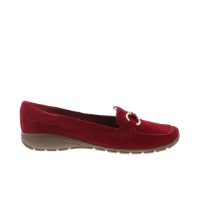 Easy Spirit Avienta SEAVIENTA Womens Red Wide Suede Loafer Flats Shoes