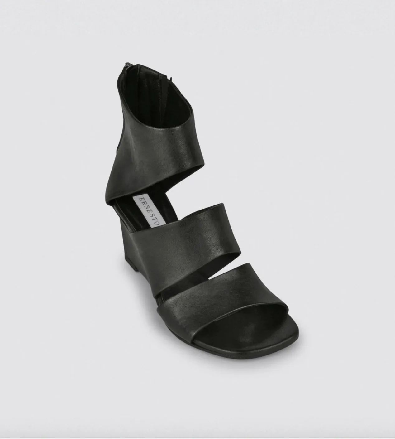 ERNESTO DOLANI BLACK LEATHER MULE WITH SIDE BUCKLE