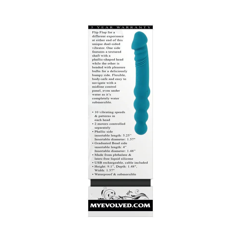 Evolved Flip Flop Rechargeable Silicone Dual-Ended Vibrator Teal