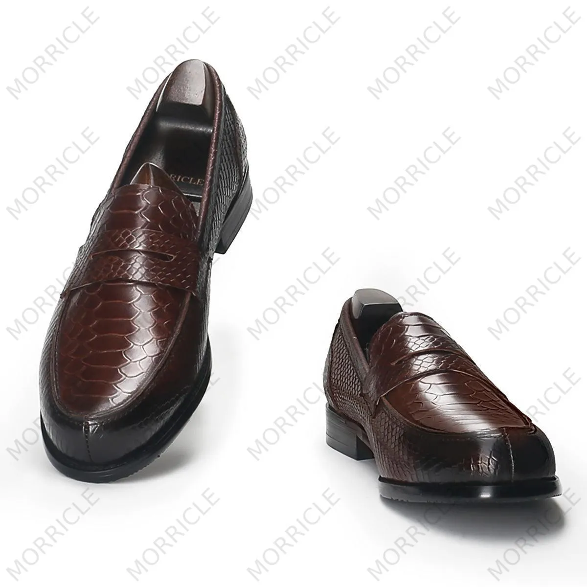 Exotic Embossed Crocodile Skin Penny Loafers