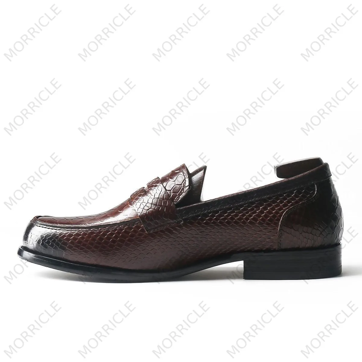 Exotic Embossed Crocodile Skin Penny Loafers