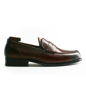 Exotic Embossed Crocodile Skin Penny Loafers