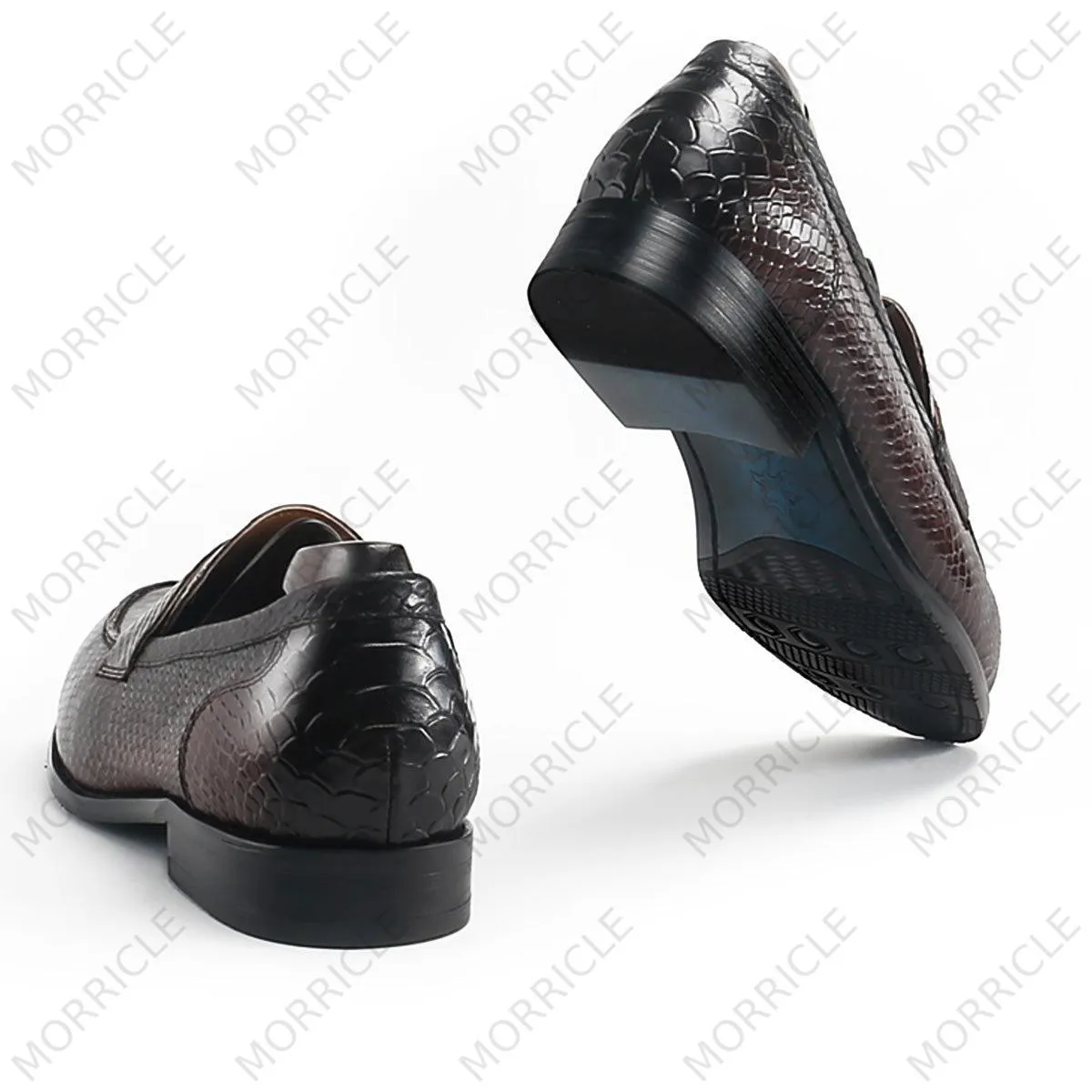 Exotic Embossed Crocodile Skin Penny Loafers