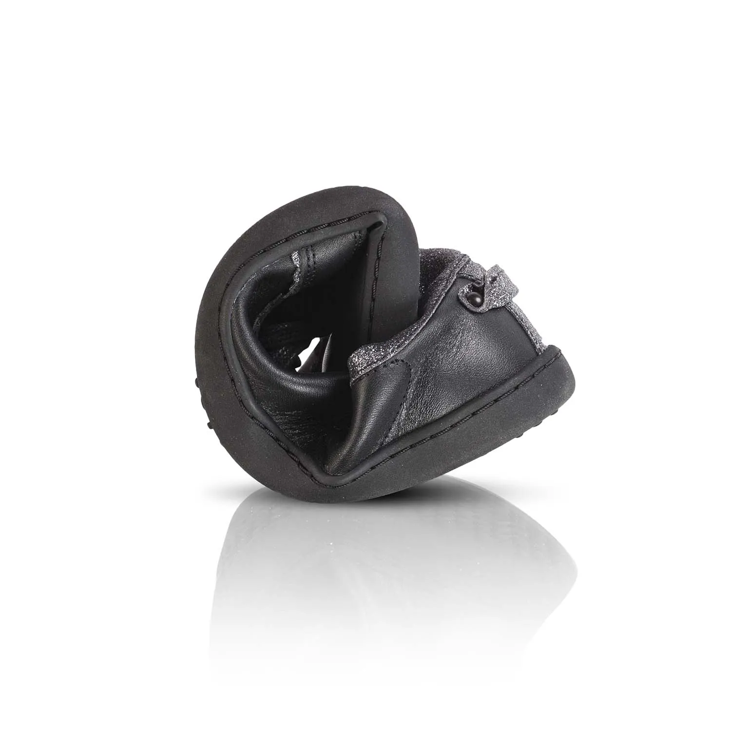 FEELIN Chic Black Glitter Leather barefoot sneakers