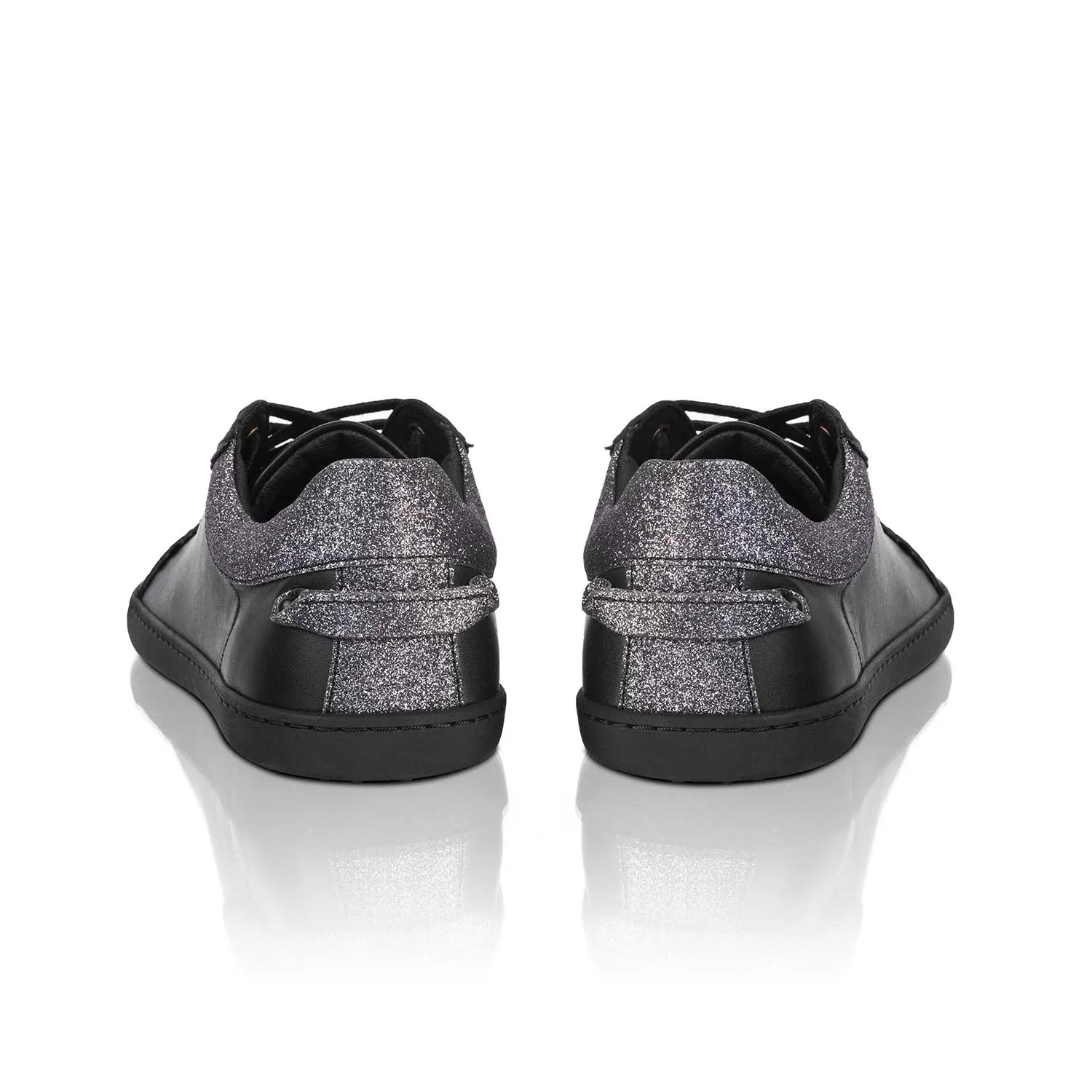 FEELIN Chic Black Glitter Leather barefoot sneakers