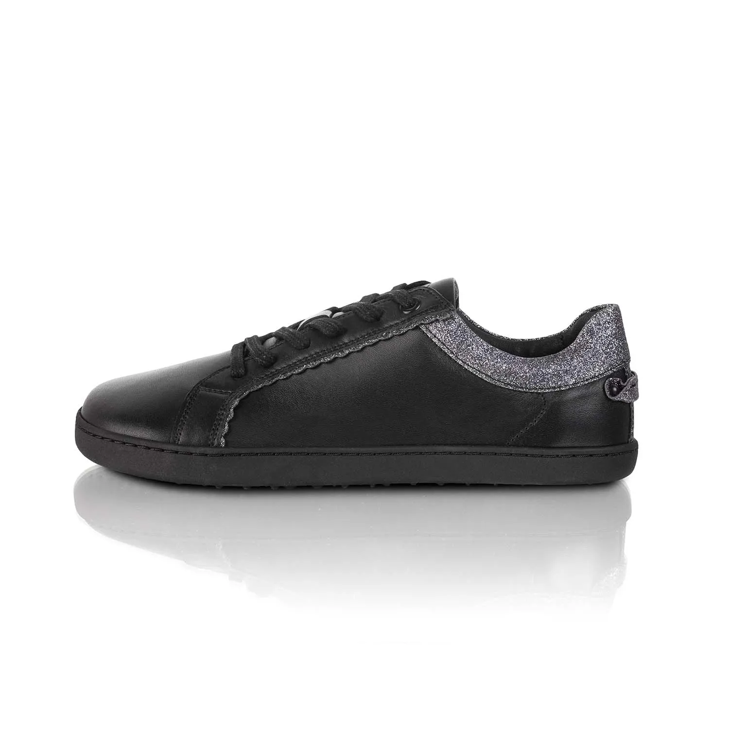 FEELIN Chic Black Glitter Leather barefoot sneakers