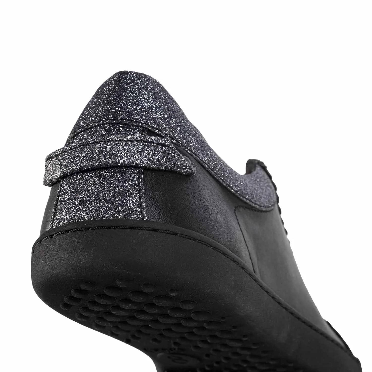 FEELIN Chic Black Glitter Leather barefoot sneakers