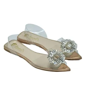 FH Branded Golden Mules For Women's