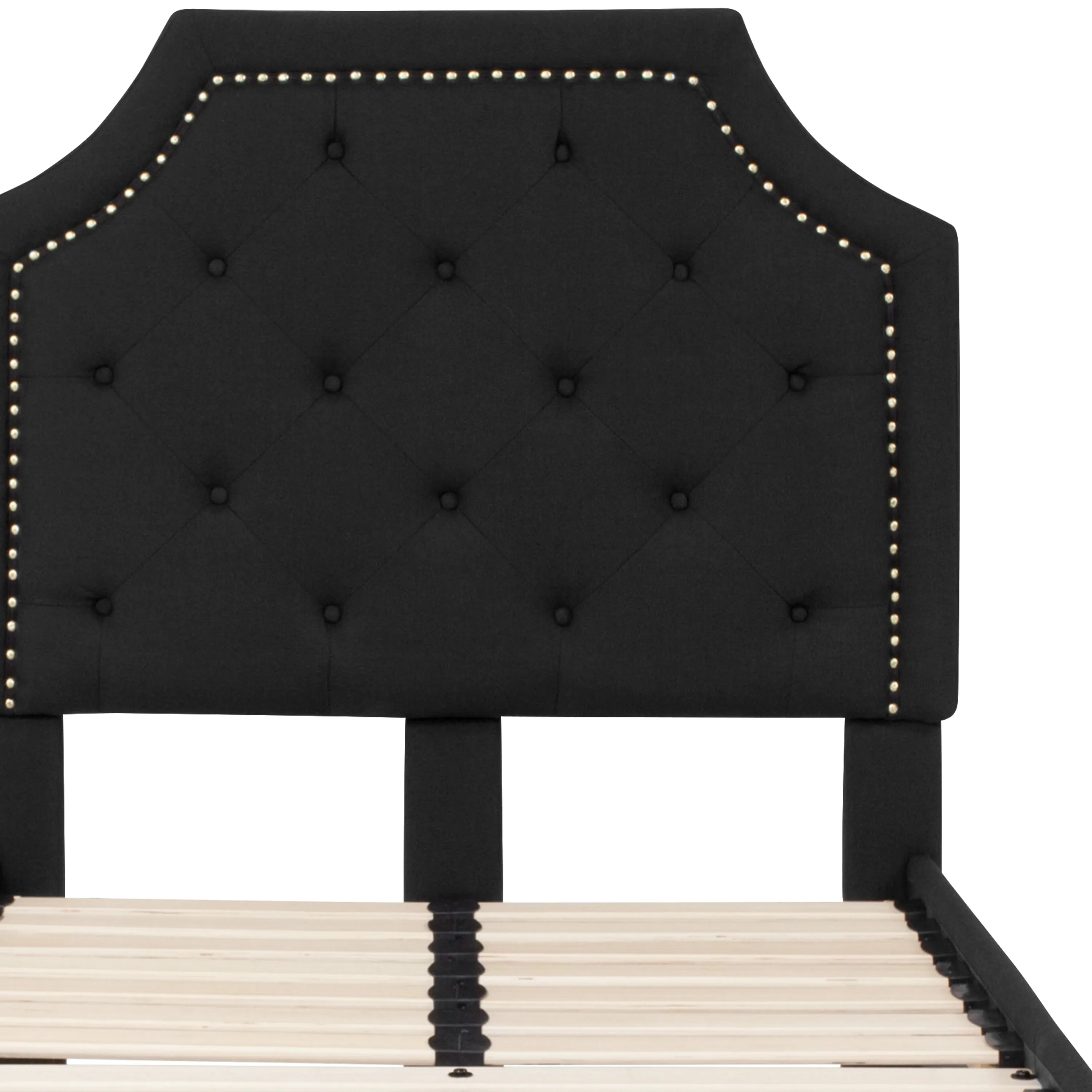 Flash Furniture Brighton Twin Size Tufted Upholstered Platform Bed in Black Fabric