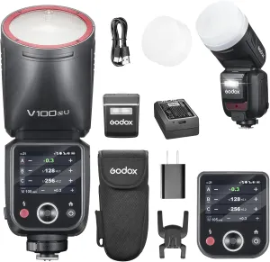 GODOX V100N U Flash V100-N USA 100w Round Head Touch Screen Flash for Nikon,2.4G Wireless with External Flash and Global Shutter Flash Sync 1/80000s,Built-in Lithium Battery(USA Version)