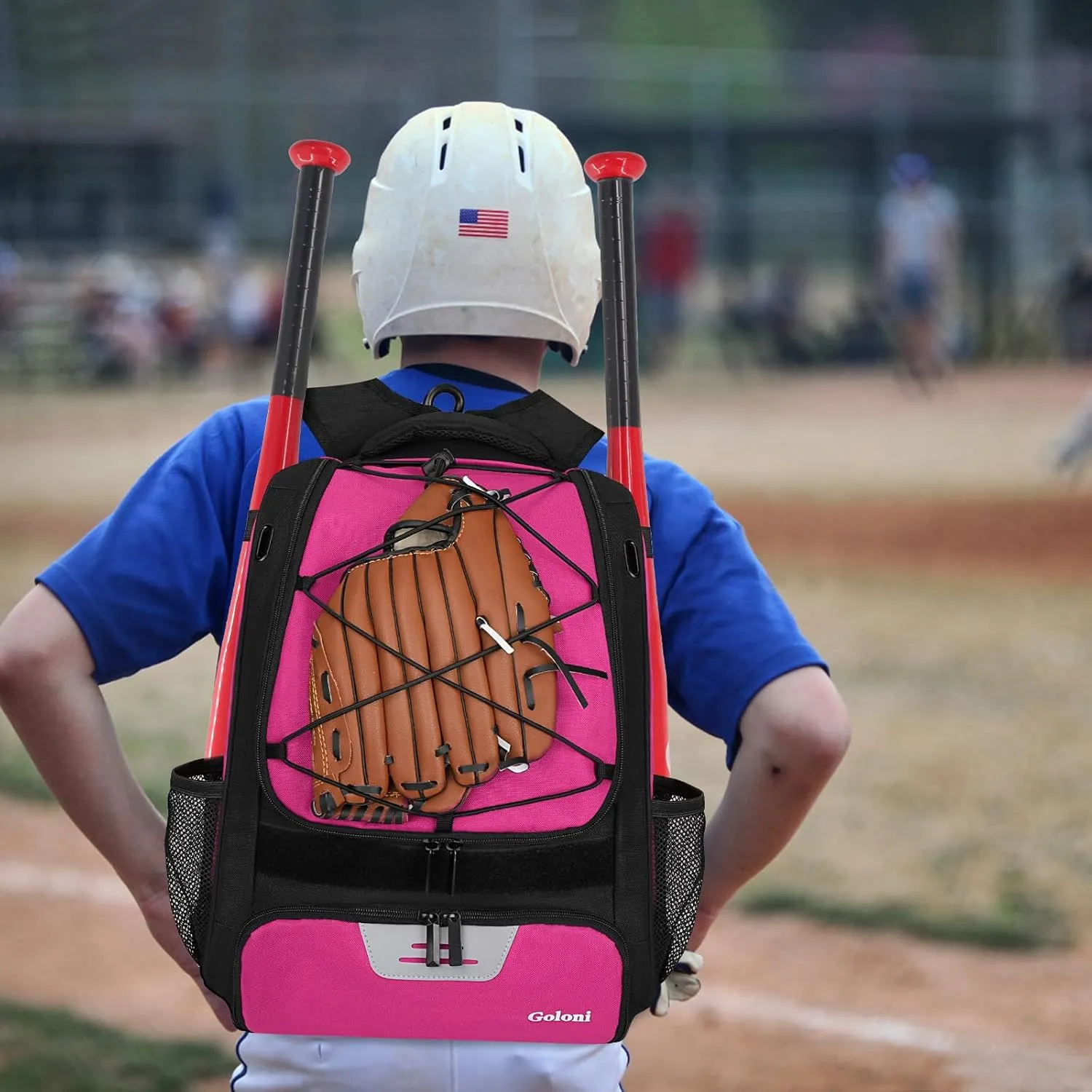 Goloni Baseball Bag,Backpack for Baseball, T-Ball & Softball Equipment & Gear,Softball Bag with Shoe Compartment,Fence Hook