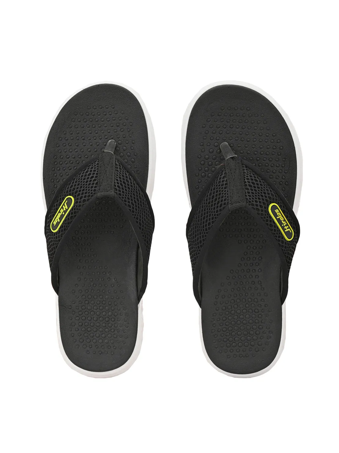Hirolas® Men's Black CLOUDWALK | Comfortable | Ultra-Soft | Light-Weight | Shock Absorbent | Bounce Back Technology | Water-Resistant Slippers (HROFF26BLK)