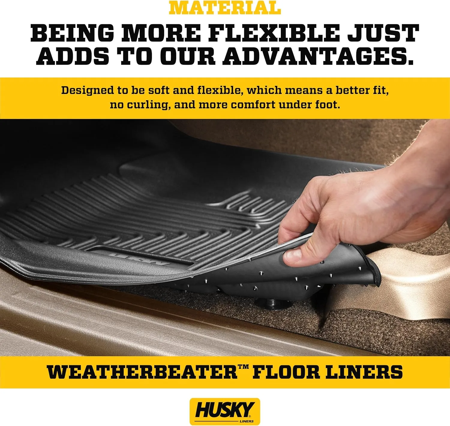 Husky Liners Weatherbeater Floor Mats | Fits 2016-2023 Toyota Tacoma, Double Cab | 2nd Row, 1-pc Black - 14951