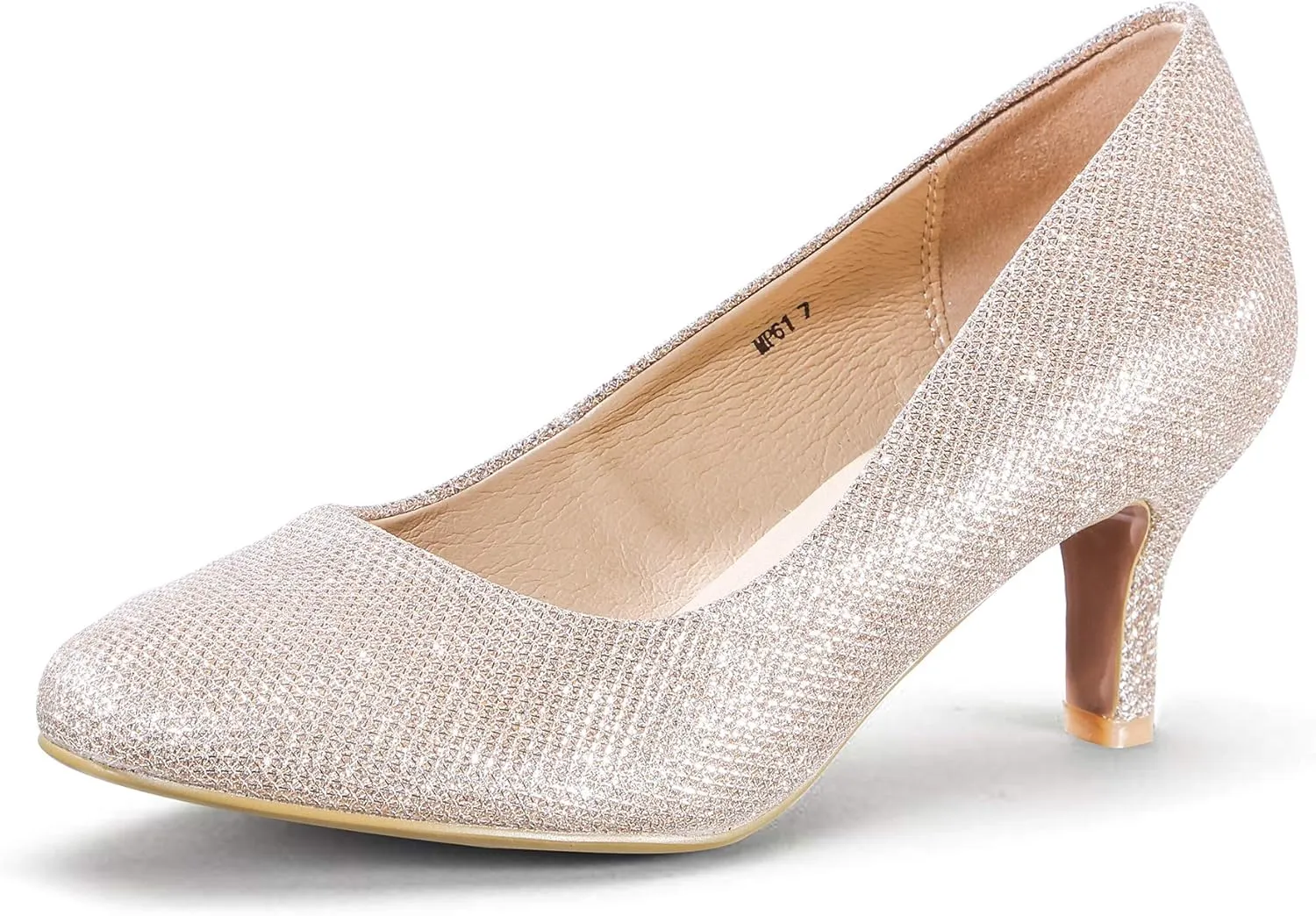 IDIFU Women's Classic Low Heels Dress Pumps 2 Inch Kitten Heel Round Toe Office Wedding Shoes