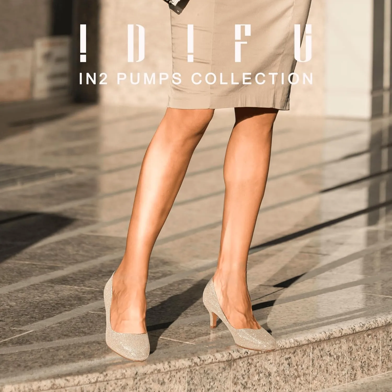IDIFU Women's Classic Low Heels Dress Pumps 2 Inch Kitten Heel Round Toe Office Wedding Shoes
