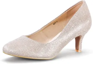 IDIFU Women's Classic Low Heels Dress Pumps 2 Inch Kitten Heel Round Toe Office Wedding Shoes
