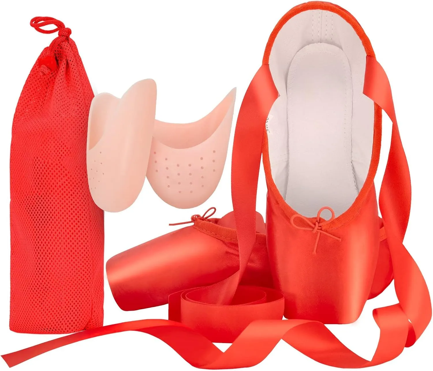 IJONDA Adult Ballet Pointe Shoes for Girls Women with Toe Pads and Mesh Bag