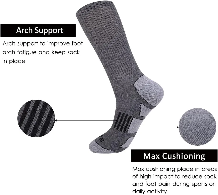 JOYNÉE Mens 6 Pack Athletic Cushion Crew Socks Performance Running Socks