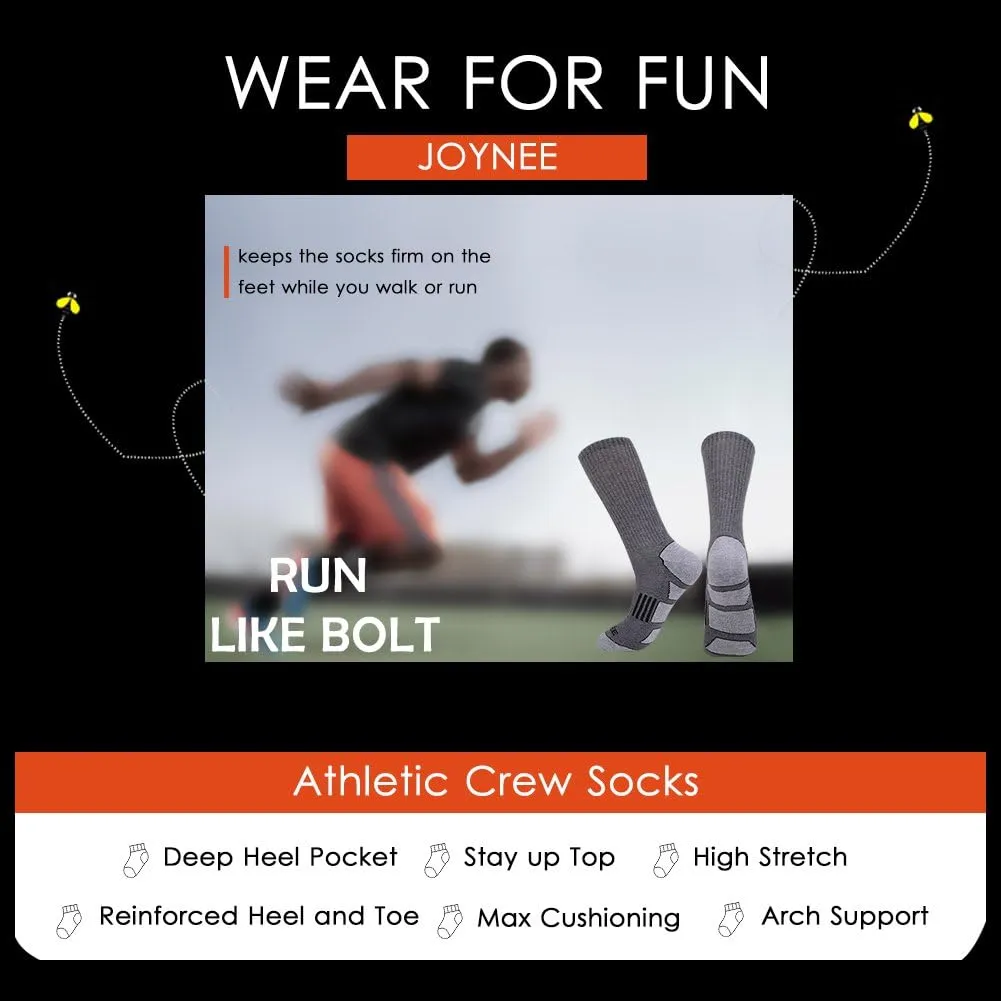 JOYNÉE Mens 6 Pack Athletic Cushion Crew Socks Performance Running Socks