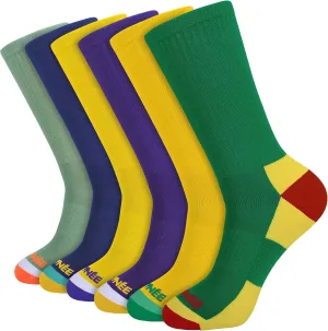 JOYNÉE Mens Athletic Crew Cushion Socks for Running and Workout 6 Pack,Multicolor,Sock Size:10-13