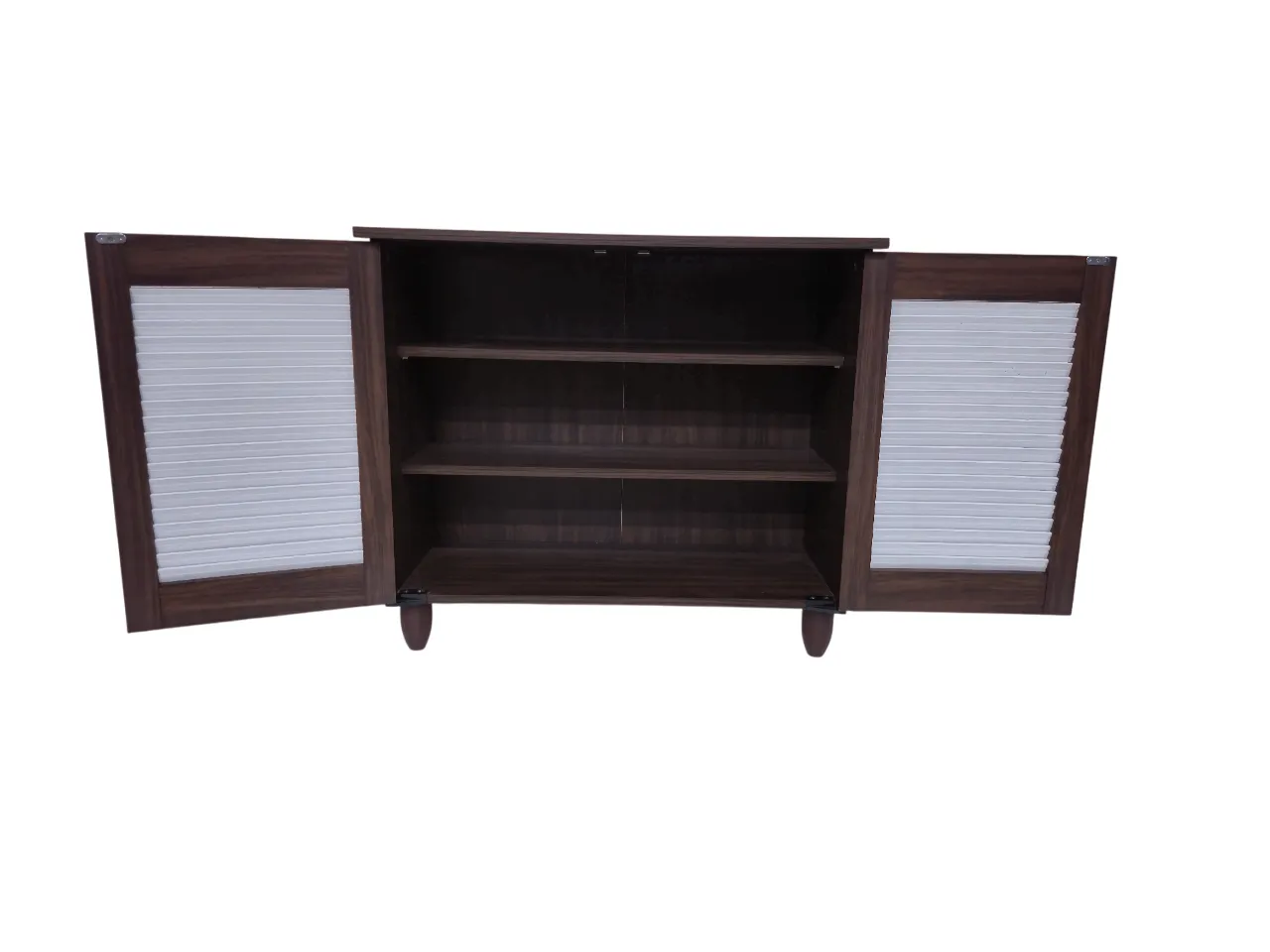 Kaira 2 Door Shoe Rack in Walnut & White Colour