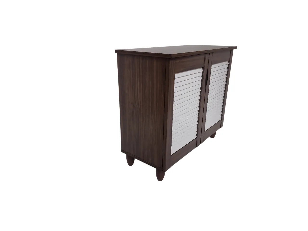 Kaira 2 Door Shoe Rack in Walnut & White Colour