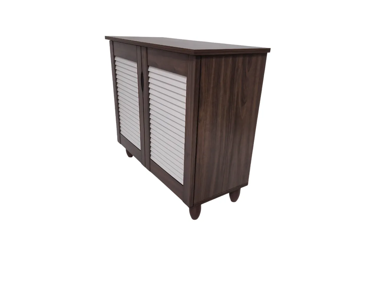 Kaira 2 Door Shoe Rack in Walnut & White Colour