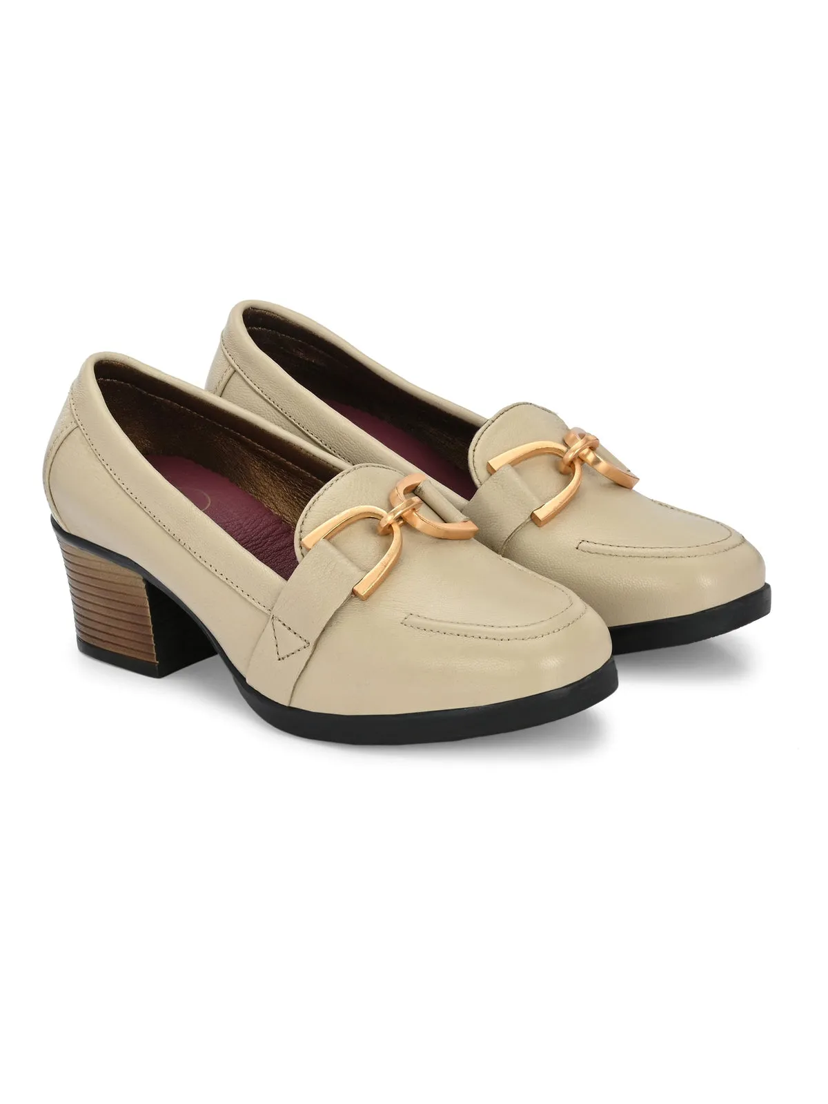 Kelly Beige Leather Buckle Blocks