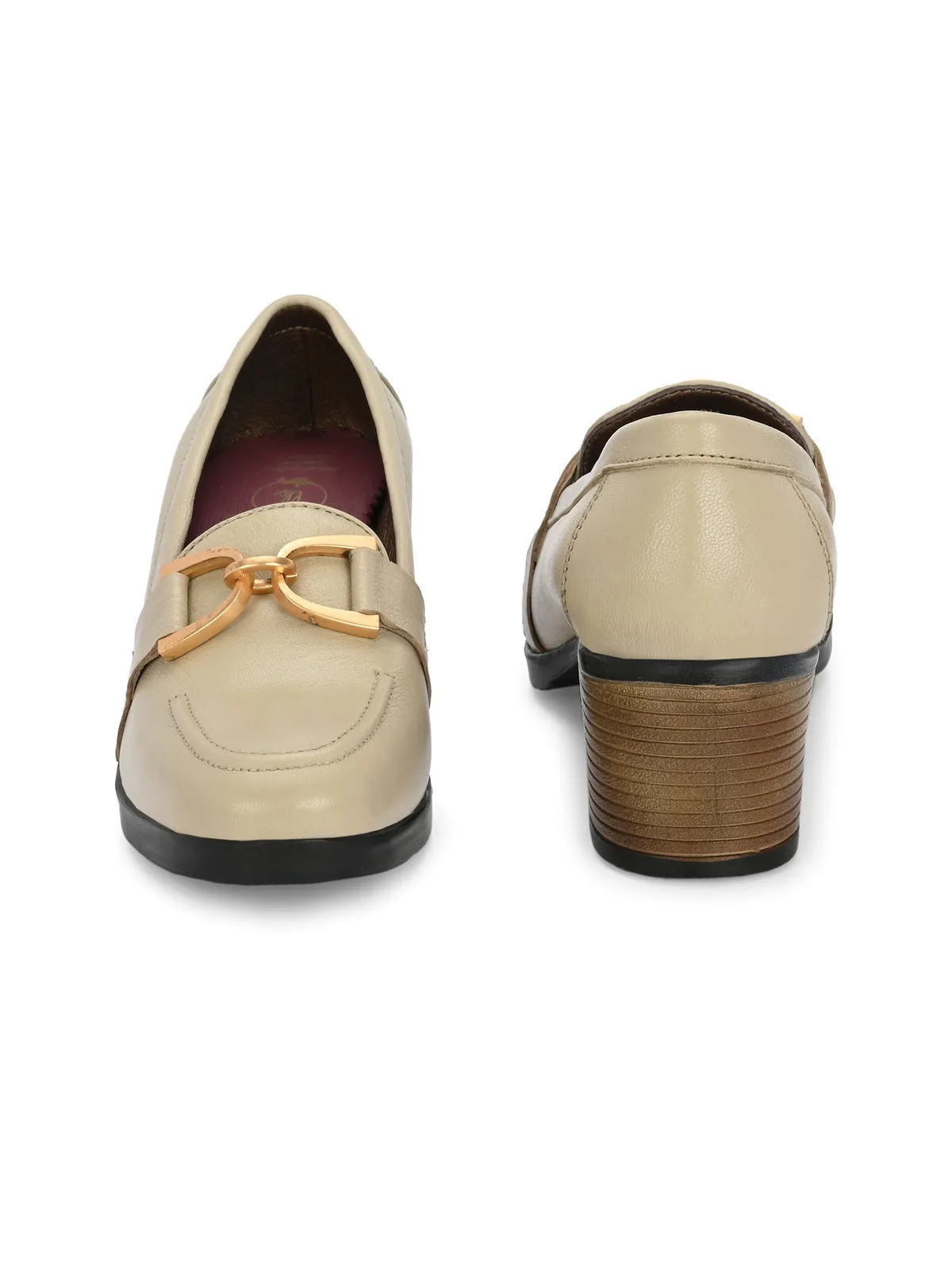 Kelly Beige Leather Buckle Blocks
