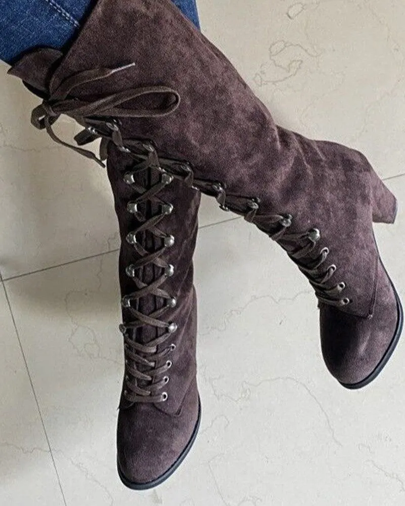 Lace up Chunky Heel Boots