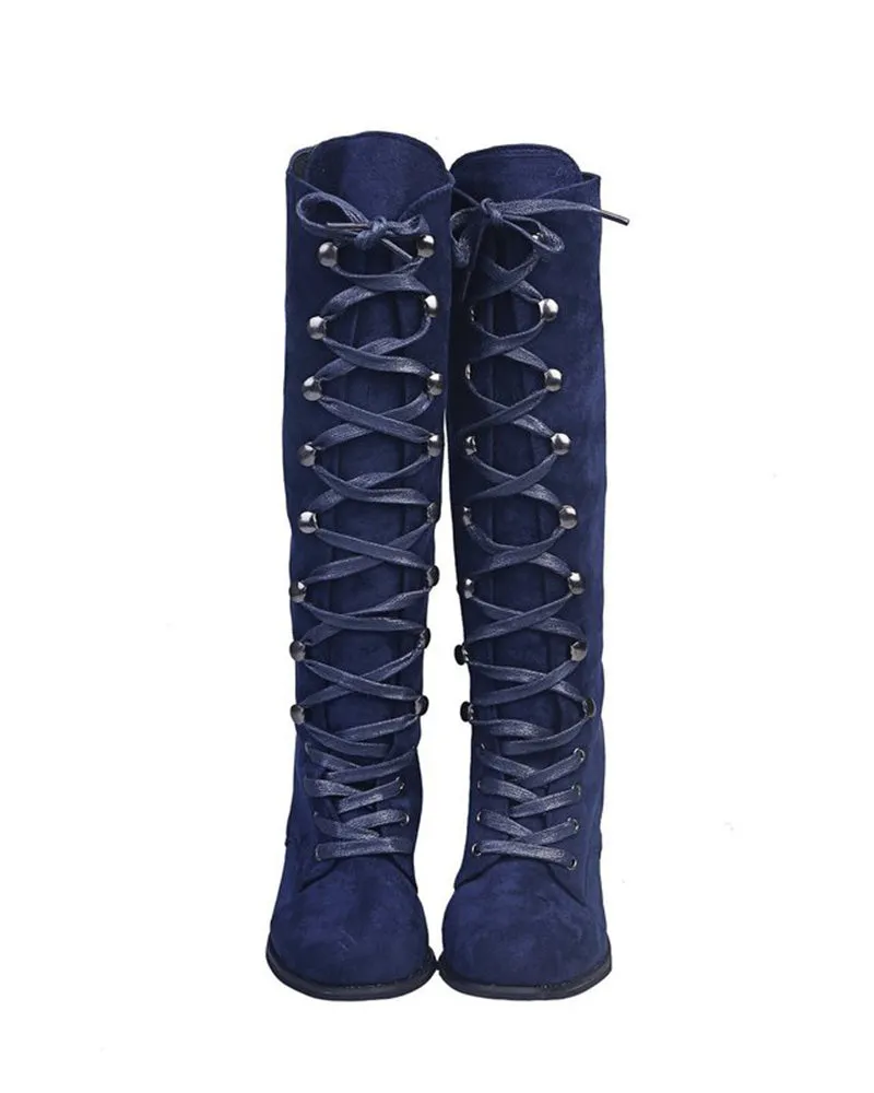 Lace up Chunky Heel Boots