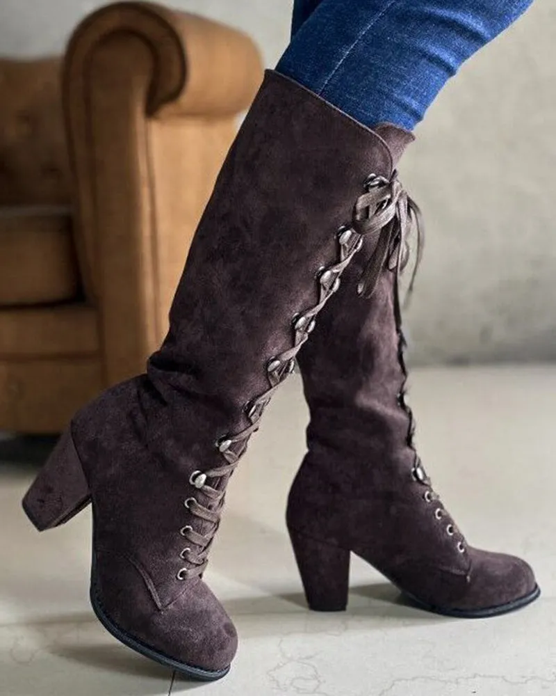Lace up Chunky Heel Boots