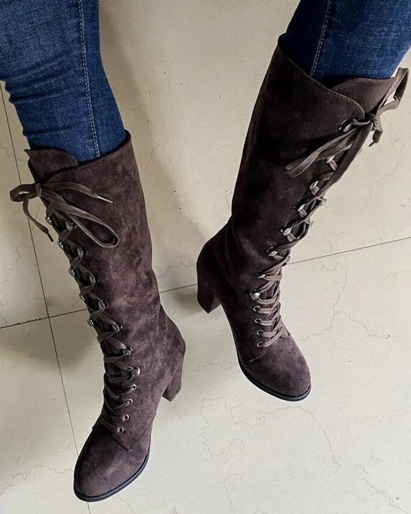 Lace up Chunky Heel Boots