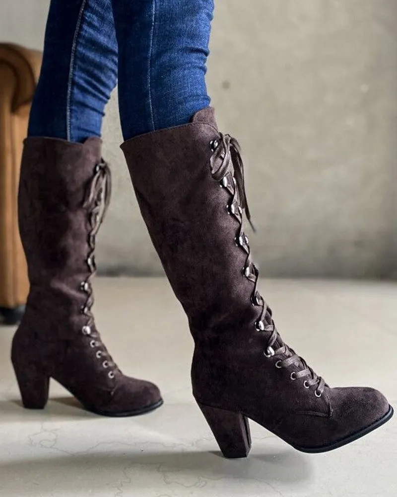 Lace up Chunky Heel Boots