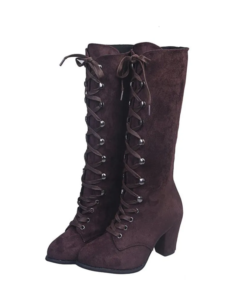 Lace up Chunky Heel Boots