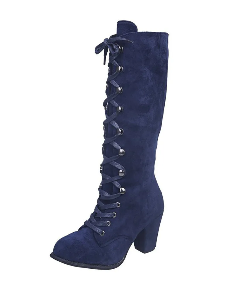Lace up Chunky Heel Boots