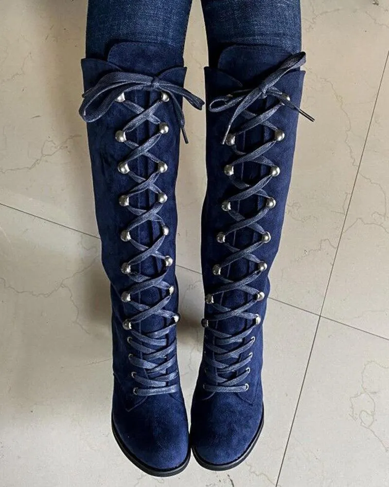 Lace up Chunky Heel Boots