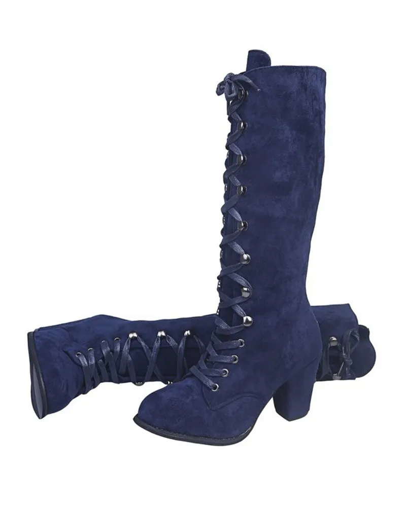 Lace up Chunky Heel Boots