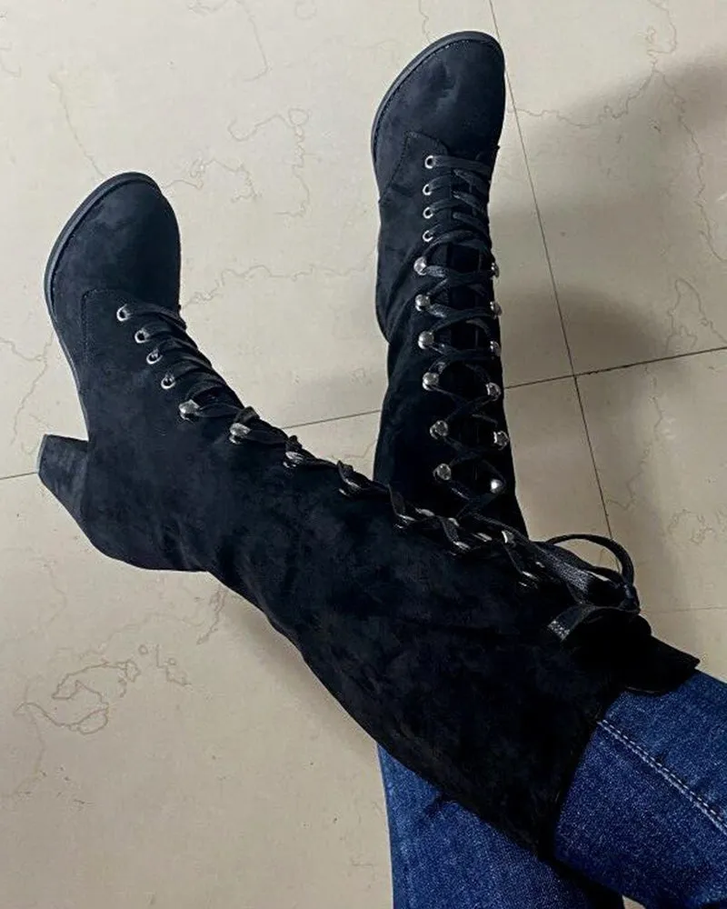 Lace up Chunky Heel Boots