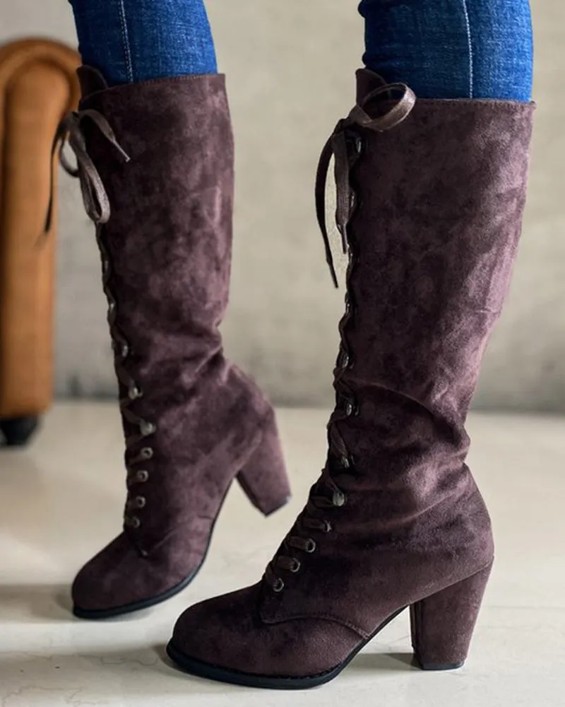 Lace up Chunky Heel Boots