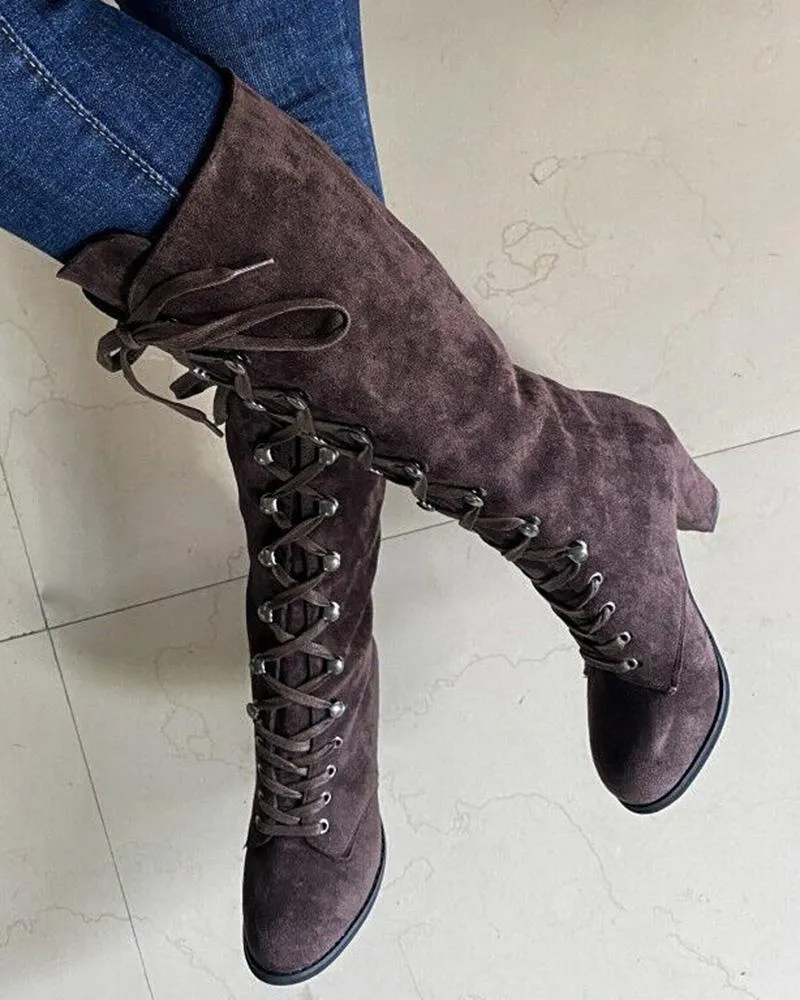 Lace up Chunky Heel Boots