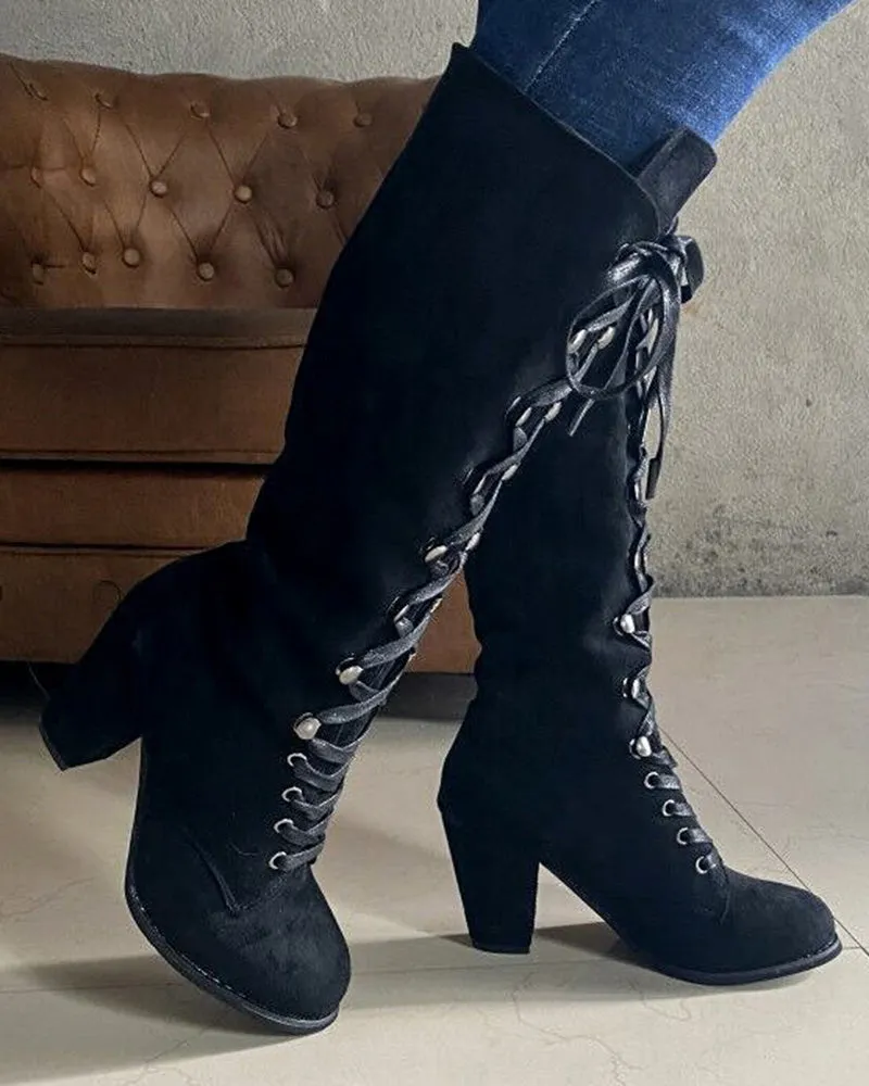 Lace up Chunky Heel Boots
