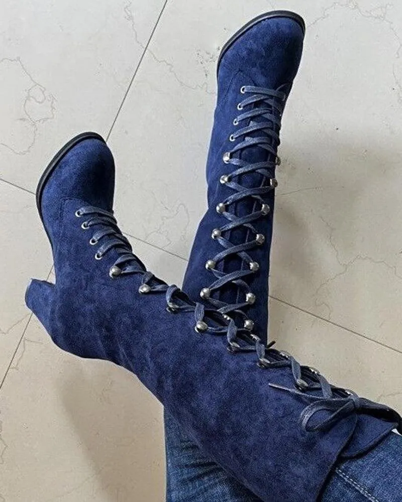 Lace up Chunky Heel Boots