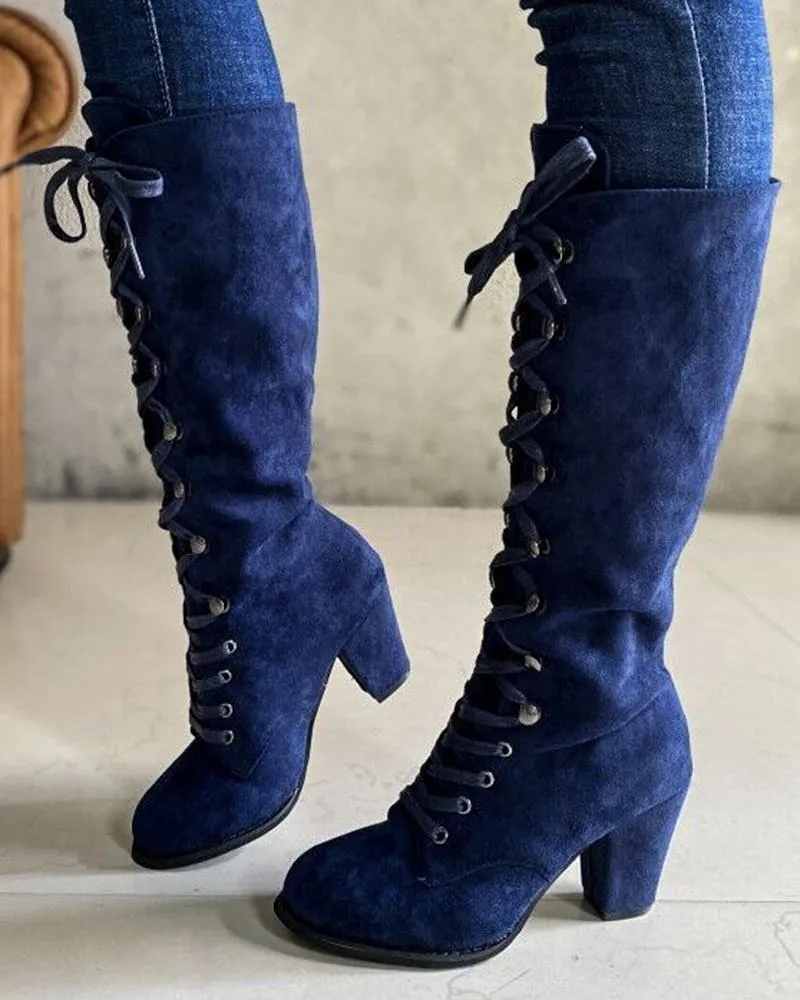 Lace up Chunky Heel Boots