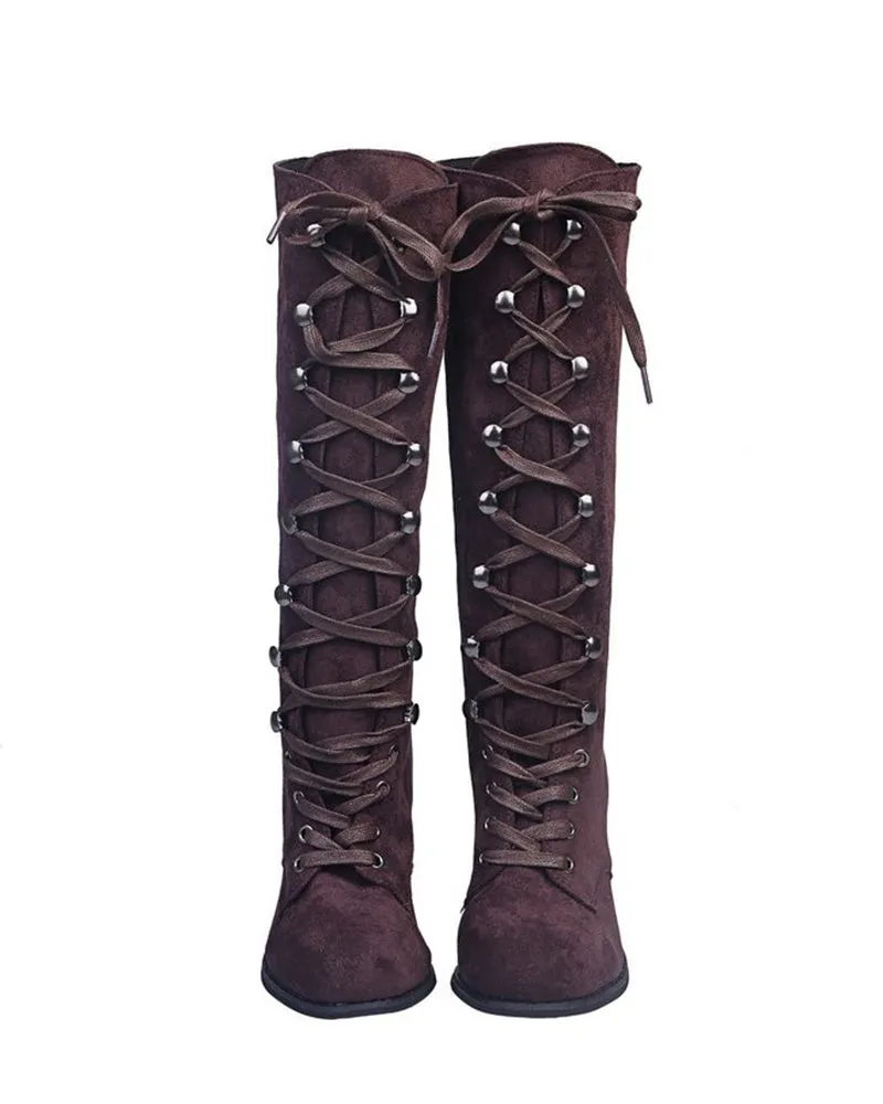 Lace up Chunky Heel Boots