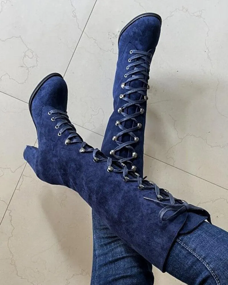 Lace up Chunky Heel Boots