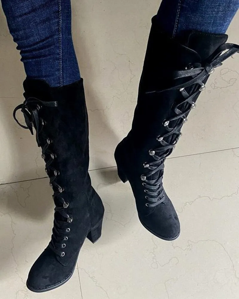 Lace up Chunky Heel Boots