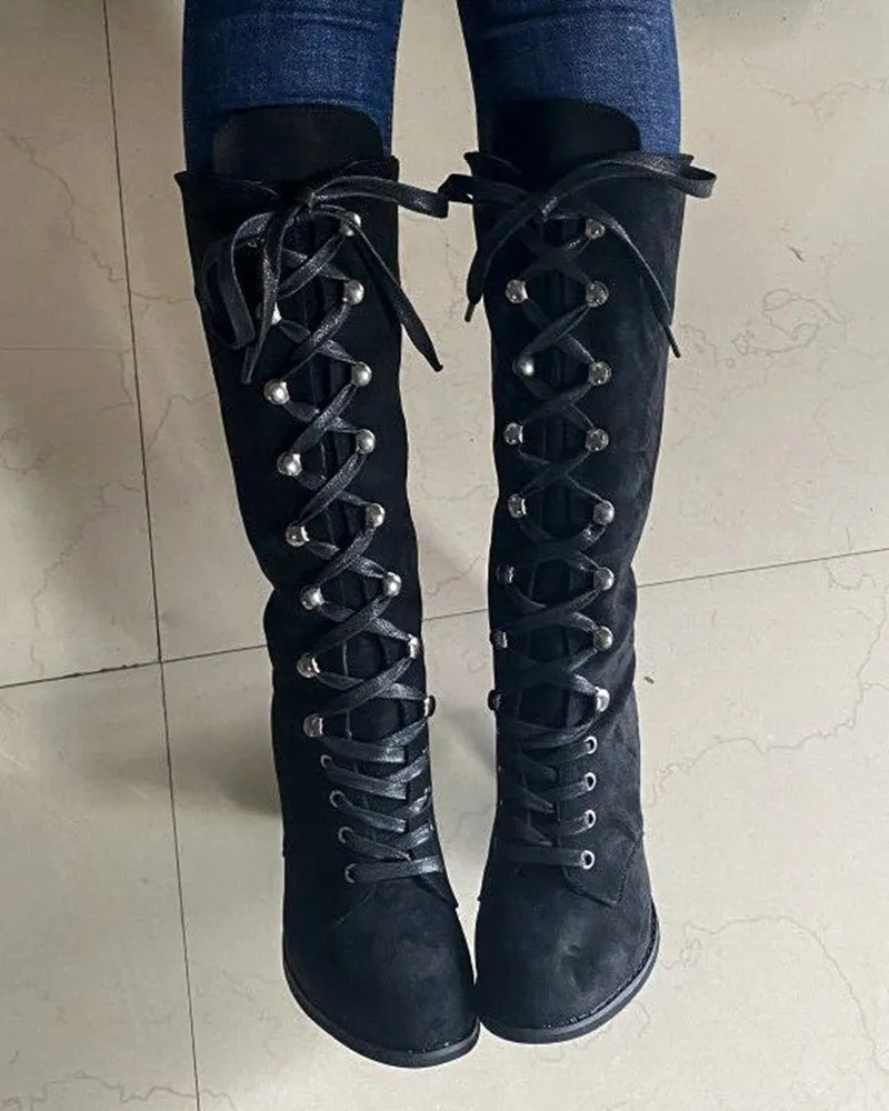 Lace up Chunky Heel Boots
