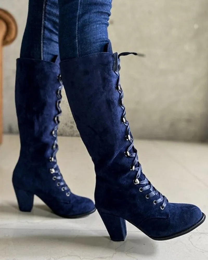 Lace up Chunky Heel Boots